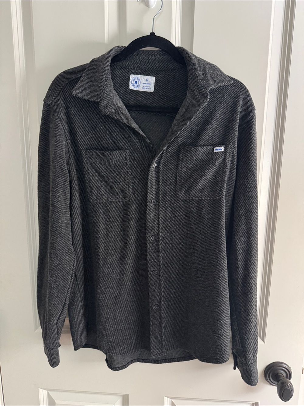 Hurley Men's Dark Charcoal Button-Down Shacket